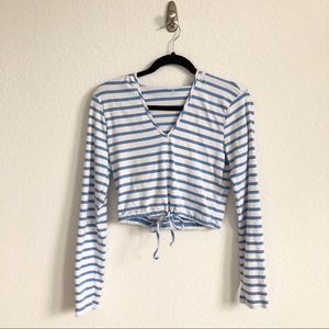 Gap Body stripe blue crop top hoodie